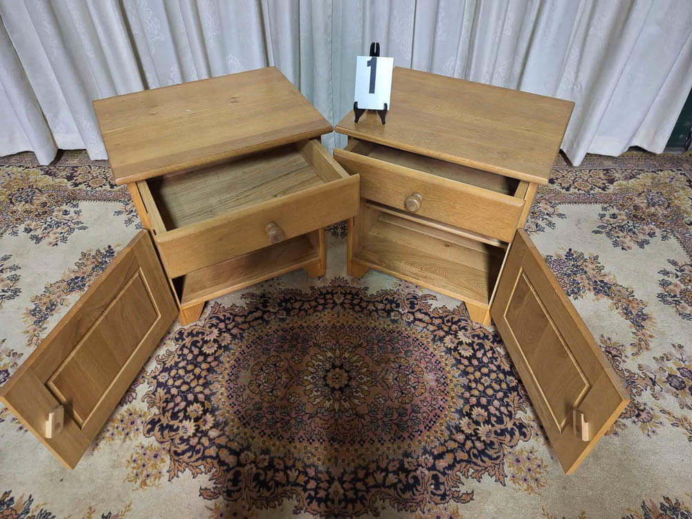 2 stuks licht eiken nachtkastjes/ bijzettafels - Afbeelding 3