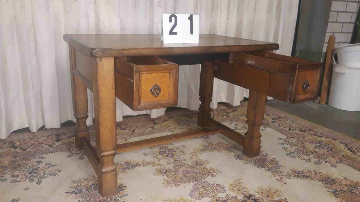 Zwaar eiken kinderbureau - Afbeelding 4