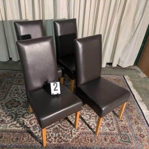 4 eetkamerstoelen donkerbruin kunstleer