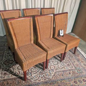 Luxe Set van 6 Rieten/Rotan Eetkamerstoelen – Karakteristiek & Comfortabel